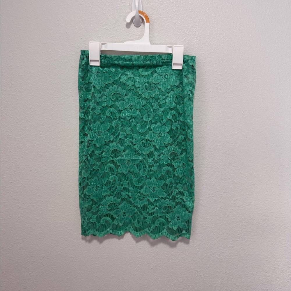 Elegant Green Lace Sheer Pencil Skirt Size X Small
